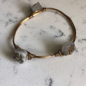 Gold Druzy Bourbon and Bowties Bangle Bracelet